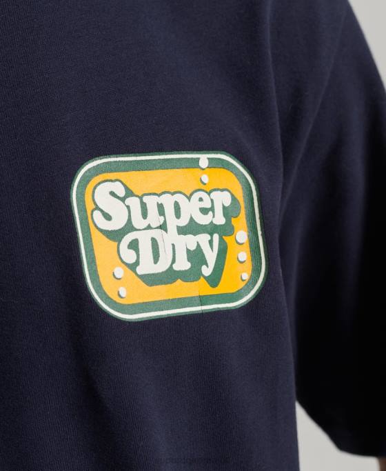 Superdry tricou cu grafic retro anilor 70 cooper îmbrăcăminte marina bărbați JX0Z4811