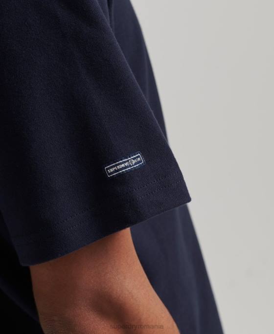 Superdry tricou cu grafic retro anilor 70 cooper îmbrăcăminte marina bărbați JX0Z4811