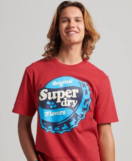 Superdry tricou cu grafic retro anilor 70 cooper îmbrăcăminte roșu bărbați JX0Z4878