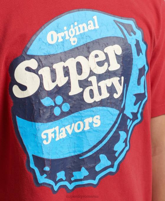 Superdry tricou cu grafic retro anilor 70 cooper îmbrăcăminte roșu bărbați JX0Z4878