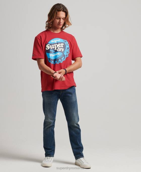 Superdry tricou cu grafic retro anilor 70 cooper îmbrăcăminte roșu bărbați JX0Z4878