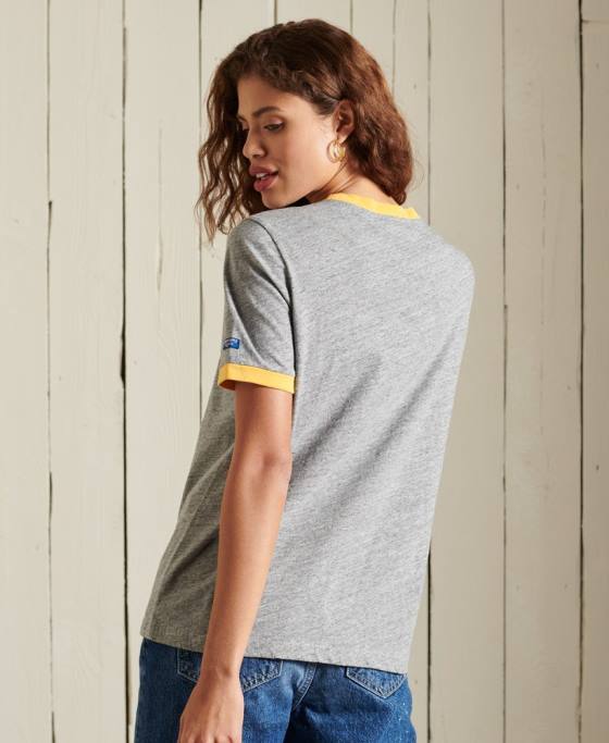 Superdry tricou cu logo american classics ringer îmbrăcăminte gri femei JX0Z6304