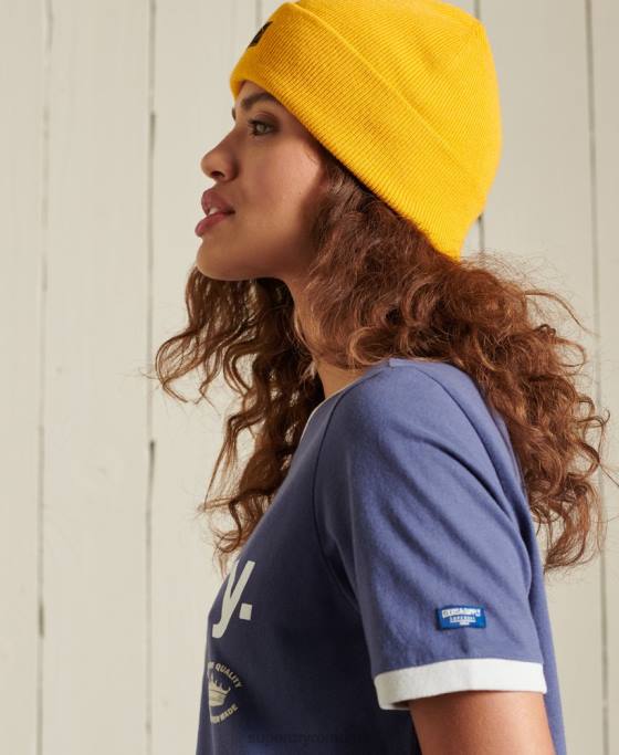 Superdry tricou cu logo american classics ringer îmbrăcăminte marina femei JX0Z6298