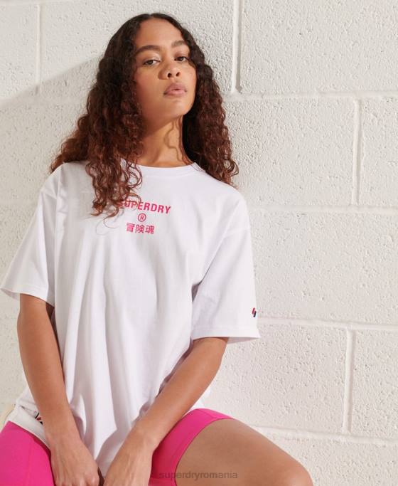 Superdry tricou cu logo corporate brights îmbrăcăminte alb femei JX0Z6289