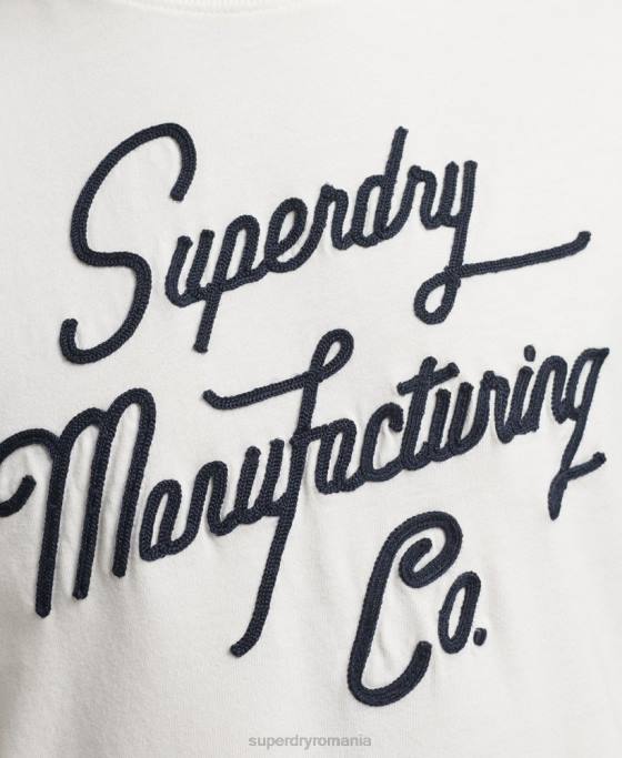 Superdry tricou cu logo cu script brodat îmbrăcăminte cremă bărbați JX0Z4851