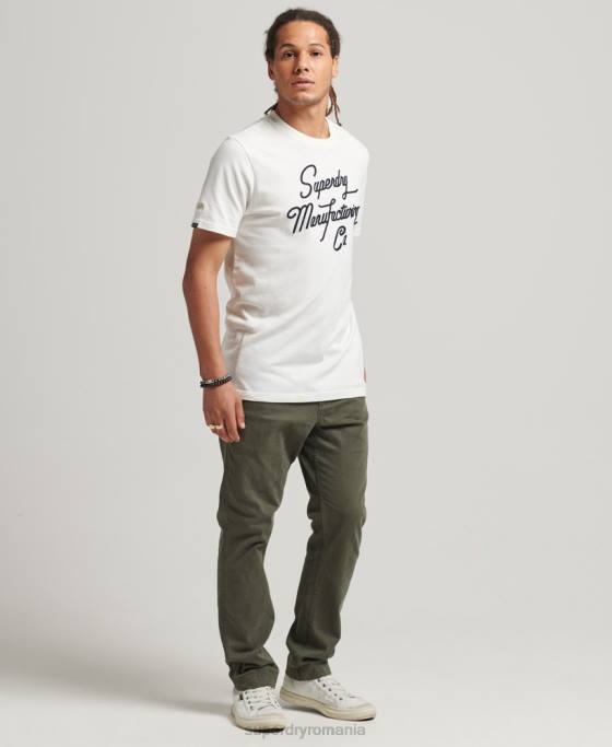 Superdry tricou cu logo cu script brodat îmbrăcăminte cremă bărbați JX0Z4851