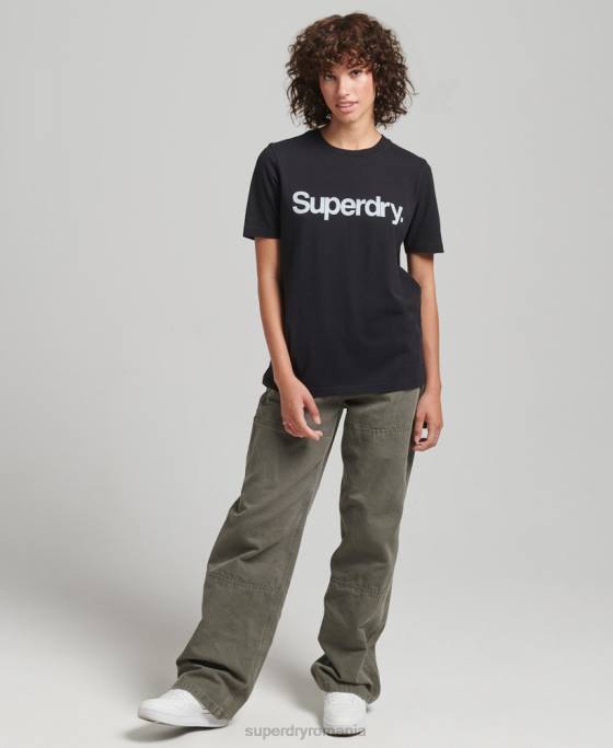 Superdry tricou cu logo din bumbac organic îmbrăcăminte negru femei JX0Z2793