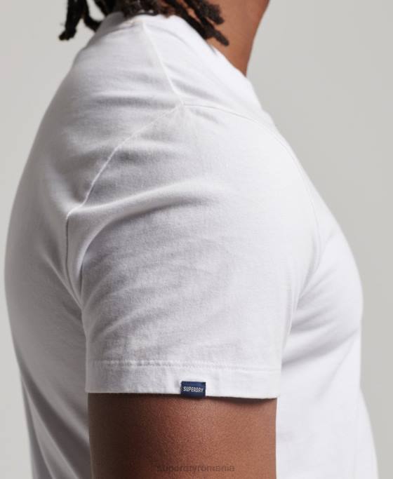 Superdry tricou cu logo esențial din bumbac organic îmbrăcăminte alb bărbați JX0Z1