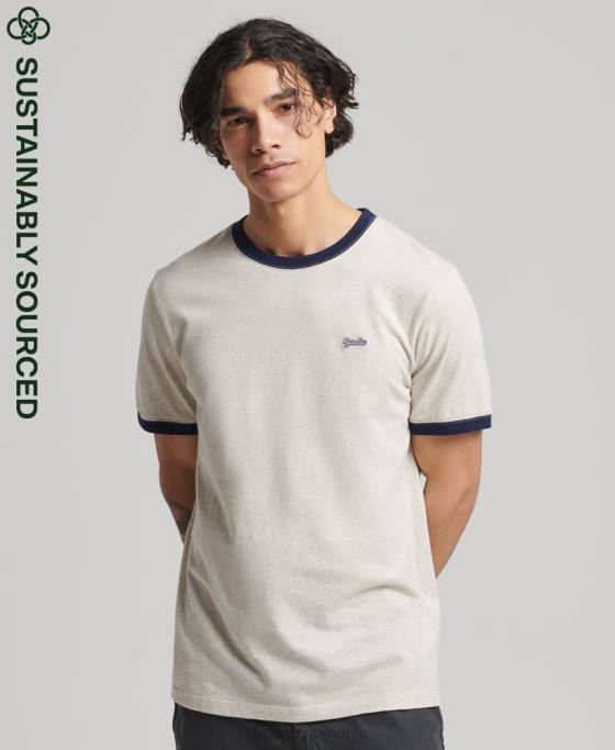 Superdry tricou cu logo esențial din bumbac organic îmbrăcăminte cremă bărbați JX0Z4883