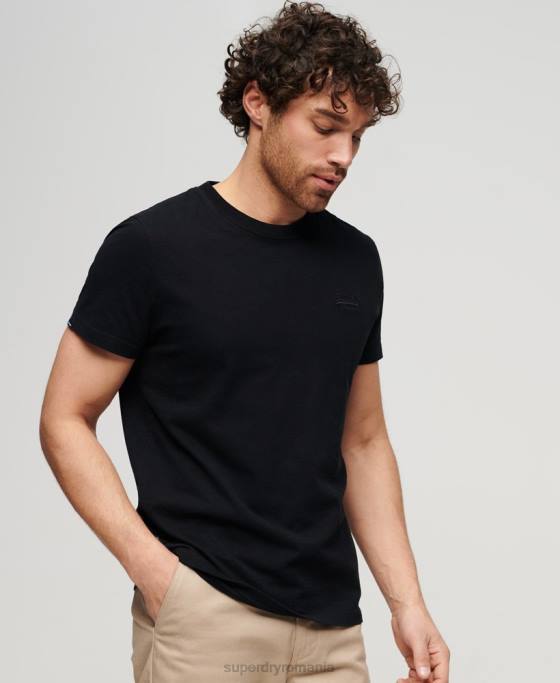 Superdry tricou cu logo esențial din bumbac organic îmbrăcăminte negru bărbați JX0Z3