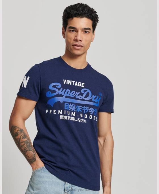 Superdry tricou cu logo grafic clasic din bumbac organic îmbrăcăminte albastru inchis bărbați JX0Z6358