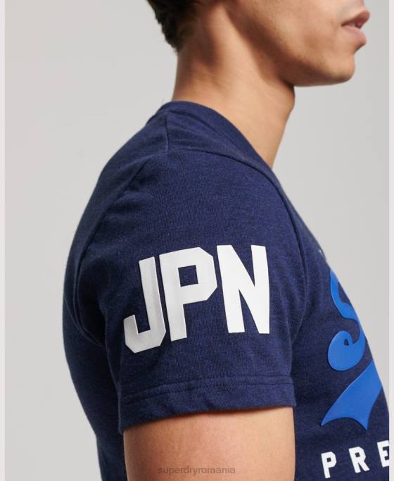Superdry tricou cu logo grafic clasic din bumbac organic îmbrăcăminte albastru inchis bărbați JX0Z6358