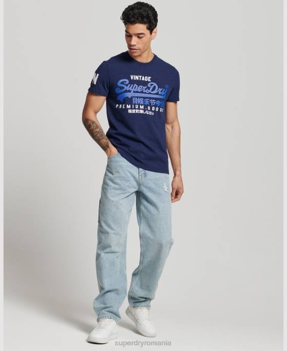 Superdry tricou cu logo grafic clasic din bumbac organic îmbrăcăminte albastru inchis bărbați JX0Z6358