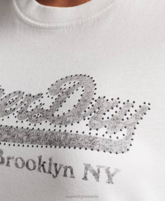 Superdry tricou cu logo grafic impodobit îmbrăcăminte cremă femei JX0Z6188