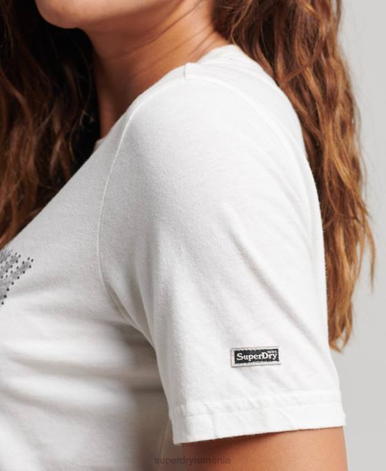 Superdry tricou cu logo grafic impodobit îmbrăcăminte cremă femei JX0Z6188