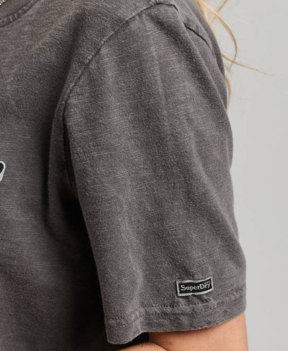 Superdry tricou cu logo grafic impodobit îmbrăcăminte gri inchis femei JX0Z2810