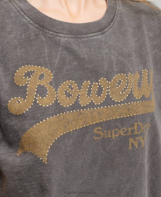Superdry tricou cu logo grafic impodobit îmbrăcăminte gri inchis femei JX0Z6208