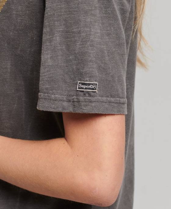 Superdry tricou cu logo grafic impodobit îmbrăcăminte gri inchis femei JX0Z6208