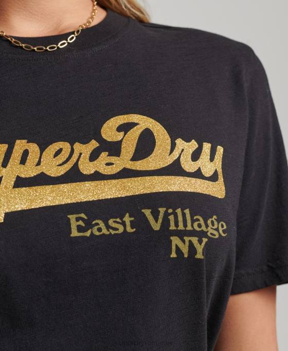 Superdry tricou cu logo grafic impodobit îmbrăcăminte negru femei JX0Z6185