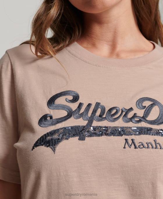 Superdry tricou cu logo grafic impodobit îmbrăcăminte roz femei JX0Z6205
