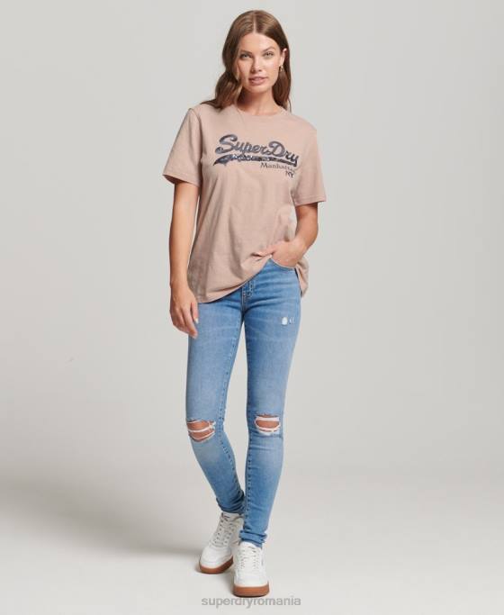 Superdry tricou cu logo grafic impodobit îmbrăcăminte roz femei JX0Z6205