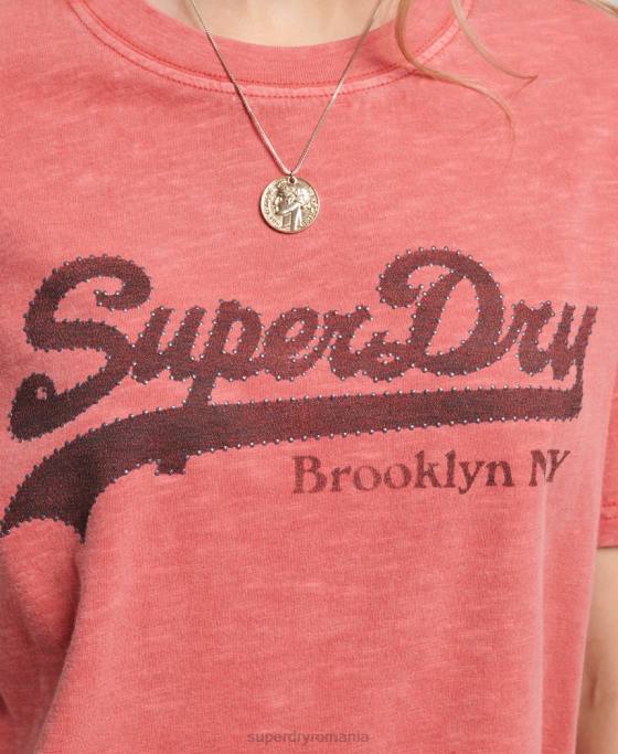 Superdry tricou cu logo grafic impodobit îmbrăcăminte roșu femei JX0Z6193