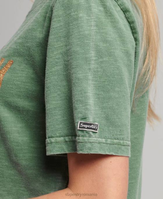 Superdry tricou cu logo grafic impodobit îmbrăcăminte verde femei JX0Z6233