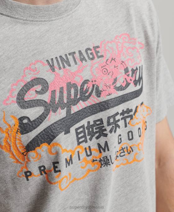 Superdry tricou cu logo grafic japonez îmbrăcăminte gri bărbați JX0Z61