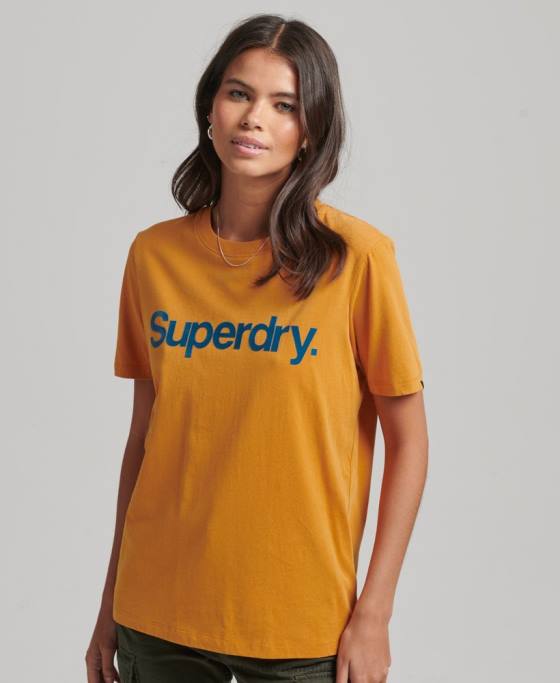 Superdry tricou cu logo-ul anilor 80 îmbrăcăminte aur femei JX0Z2748