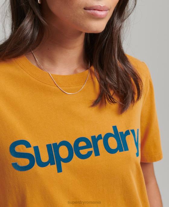 Superdry tricou cu logo-ul anilor 80 îmbrăcăminte aur femei JX0Z2748