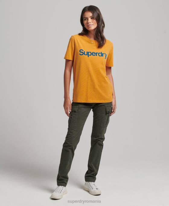 Superdry tricou cu logo-ul anilor 80 îmbrăcăminte aur femei JX0Z2748