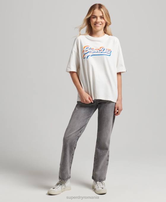 Superdry tricou cu logo vintage curcubeu îmbrăcăminte alb femei JX0Z6226