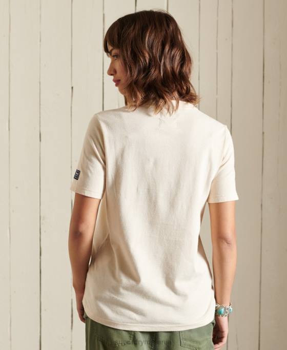 Superdry tricou cu logo vintage curcubeu îmbrăcăminte cremă femei JX0Z2822