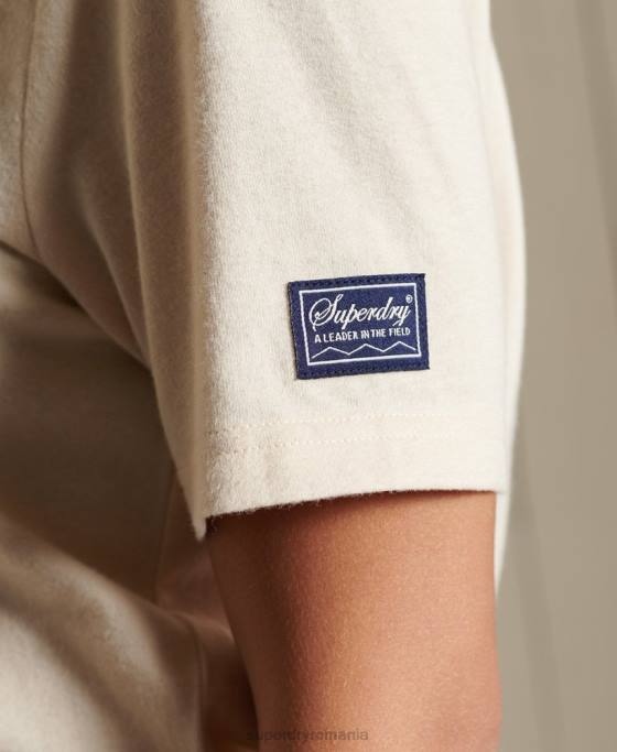 Superdry tricou cu logo vintage curcubeu îmbrăcăminte cremă femei JX0Z2822