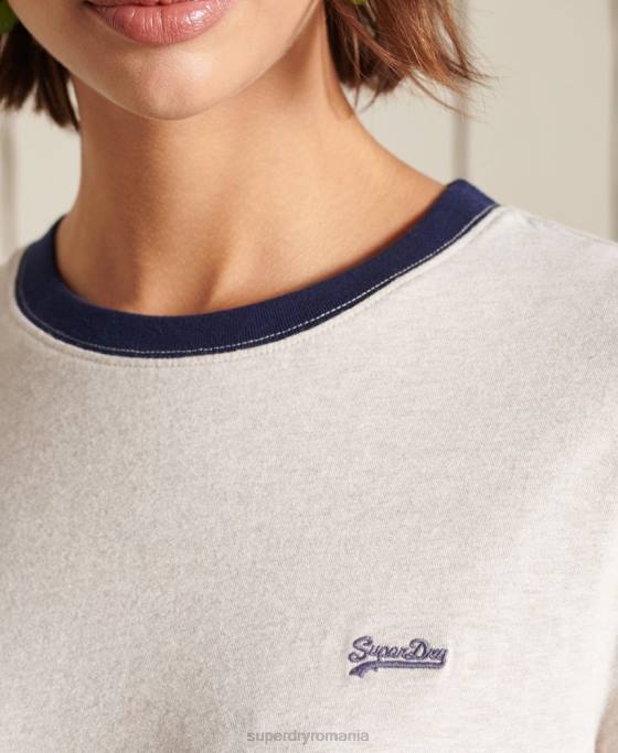 Superdry tricou cu logo vintage din bumbac organic îmbrăcăminte cremă femei JX0Z6756
