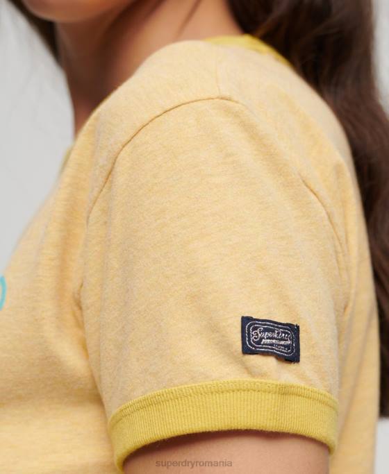 Superdry tricou cu logo vintage neon îmbrăcăminte galben femei JX0Z2643