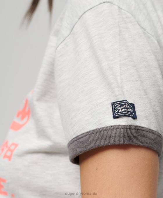 Superdry tricou cu logo vintage neon îmbrăcăminte gri deschis femei JX0Z2632