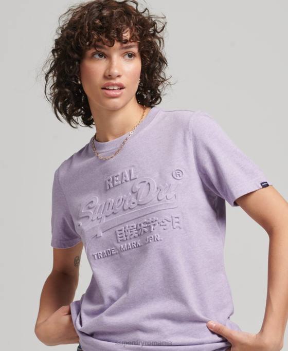 Superdry tricou cu logo vintage în relief îmbrăcăminte Violet femei JX0Z2652