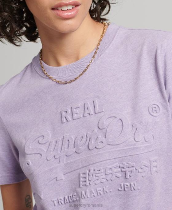 Superdry tricou cu logo vintage în relief îmbrăcăminte Violet femei JX0Z2652