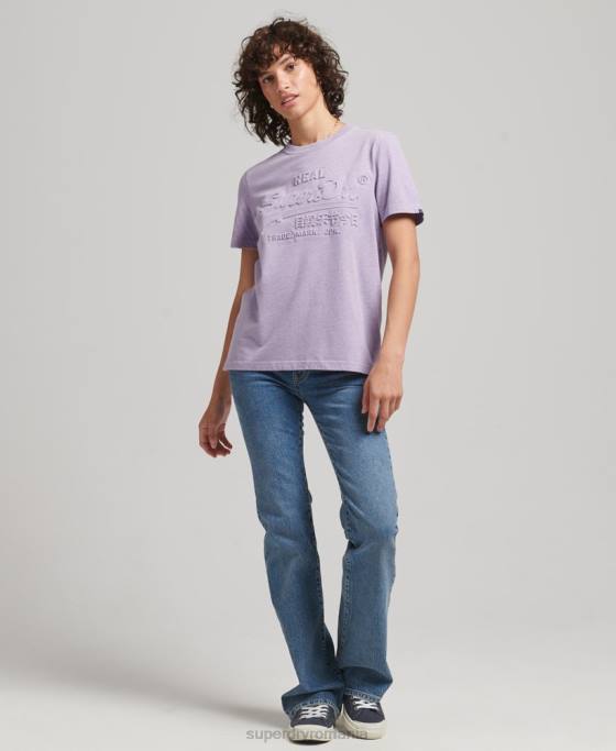 Superdry tricou cu logo vintage în relief îmbrăcăminte Violet femei JX0Z2652