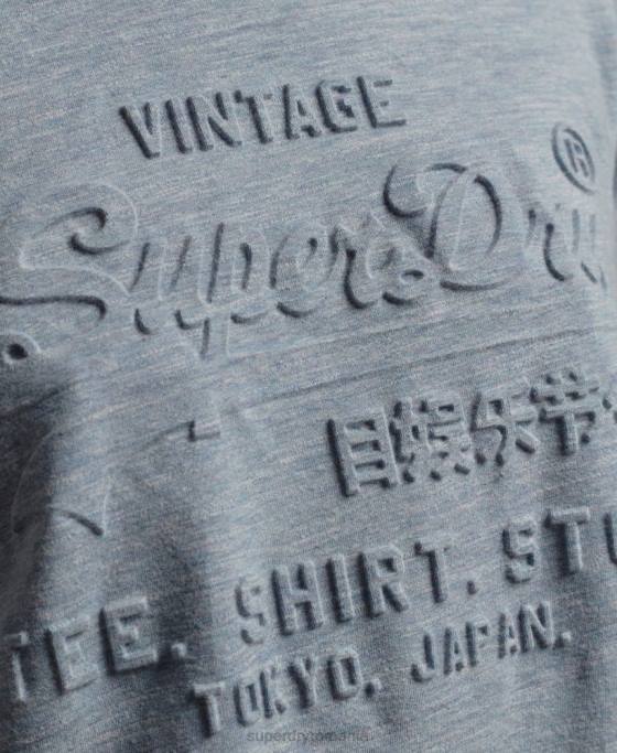 Superdry tricou cu logo vintage în relief îmbrăcăminte albastru deschis femei JX0Z2612