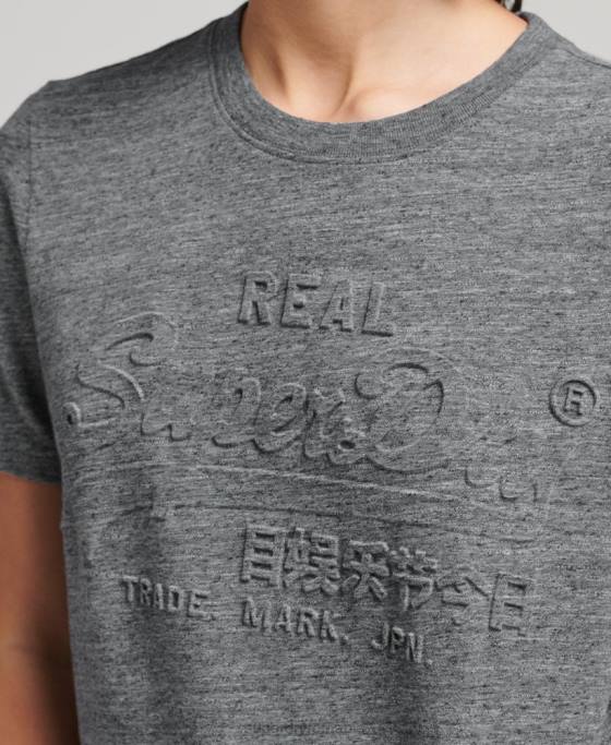 Superdry tricou cu logo vintage în relief îmbrăcăminte albastru deschis femei JX0Z2640