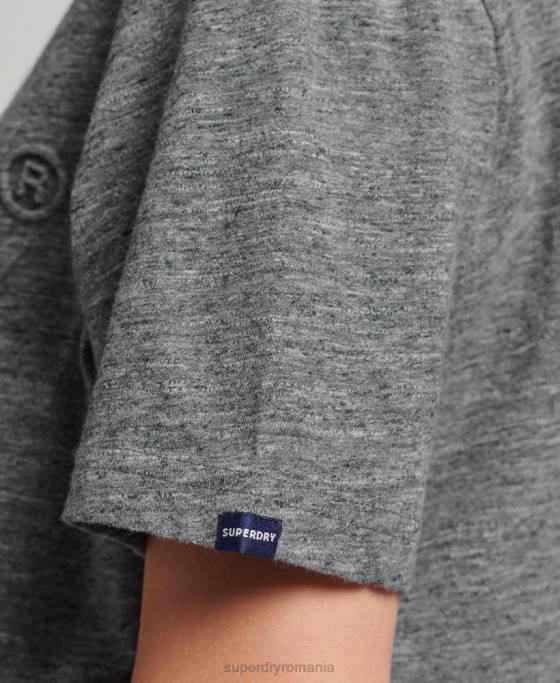 Superdry tricou cu logo vintage în relief îmbrăcăminte albastru deschis femei JX0Z2640