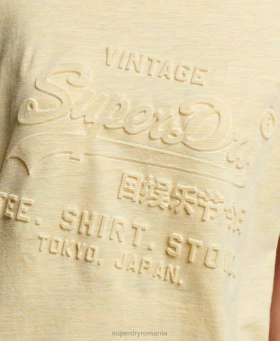 Superdry tricou cu logo vintage în relief îmbrăcăminte galben femei JX0Z2279