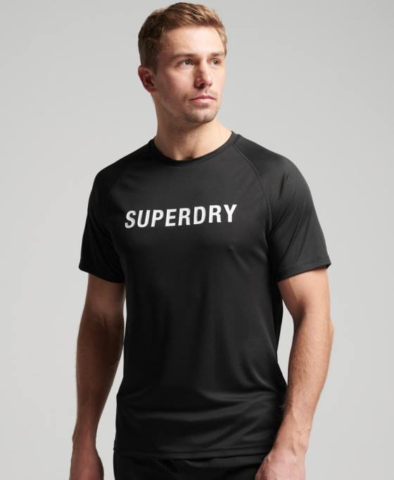 Superdry tricou cu mânecă scurtă cu logo train active îmbrăcăminte negru bărbați JX0Z1430