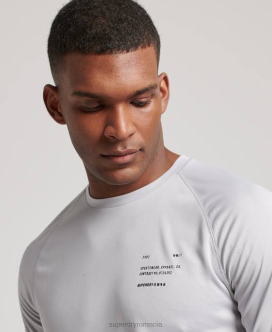 Superdry tricou cu mânecă scurtă cu tren active îmbrăcăminte gri deschis bărbați JX0Z1421