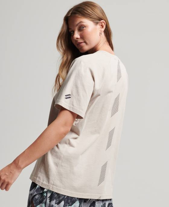 Superdry tricou cu mânecă scurtă din bumbac organic îmbrăcăminte bej femei JX0Z6312