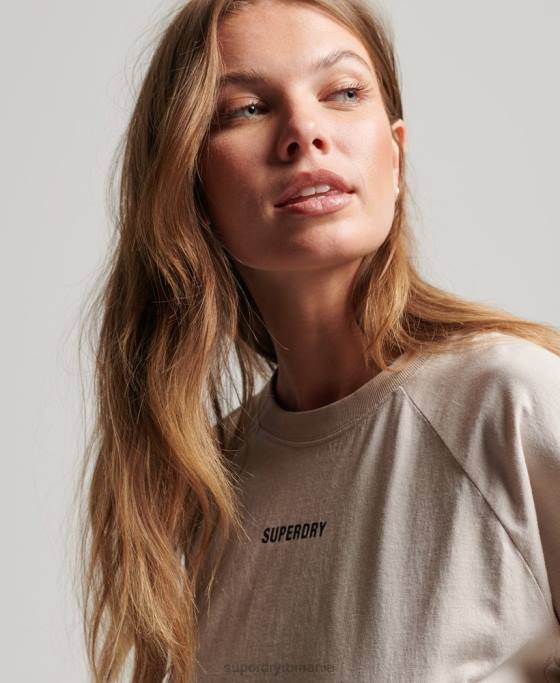 Superdry tricou cu mânecă scurtă din bumbac organic îmbrăcăminte bej femei JX0Z6312