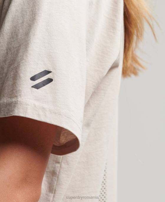 Superdry tricou cu mânecă scurtă din bumbac organic îmbrăcăminte bej femei JX0Z6312