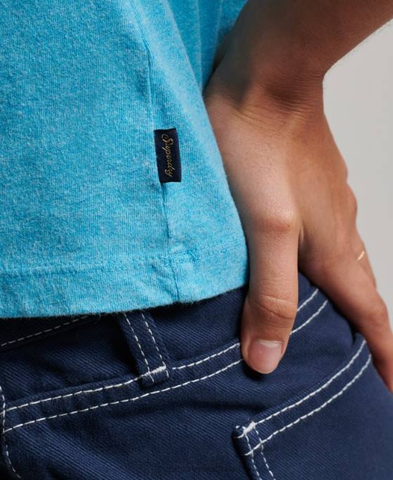 Superdry tricou cu mânecă șapcă cu logo vintage îmbrăcăminte albastru femei JX0Z2700